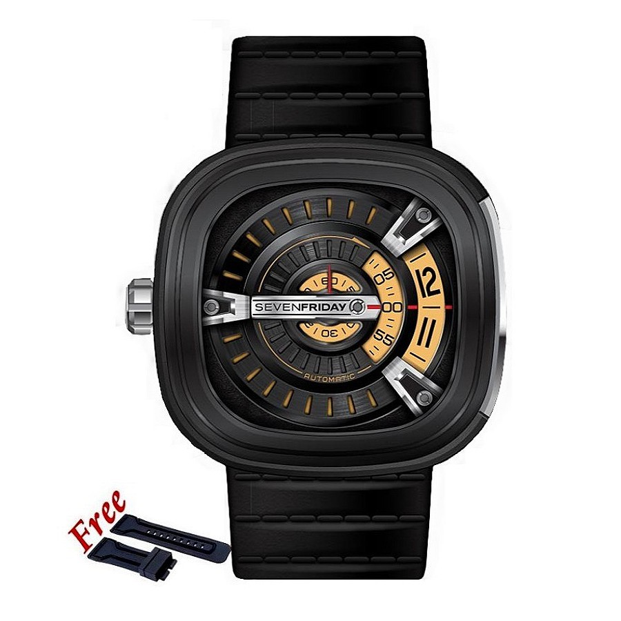 Jam Tangan SEVENFRIDAY M2/01 M-Series Automatic Miyota 8215 Black Calfskin Leather