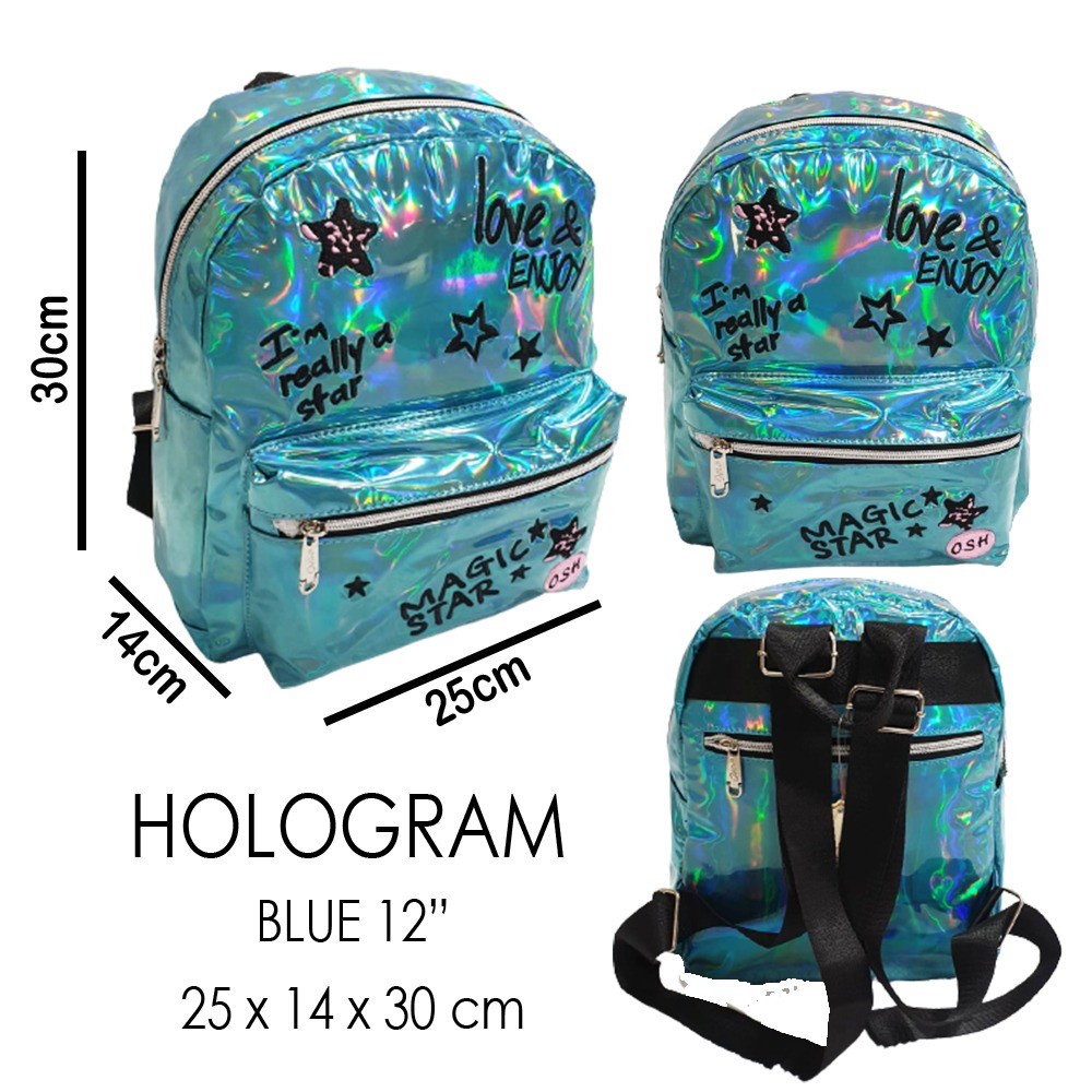 PROMO TERMURAH CUCI GUDANG Tas Ransel Fashion Hologram Magic Girls Cantik High Quality Import ( Medium 12&quot; )