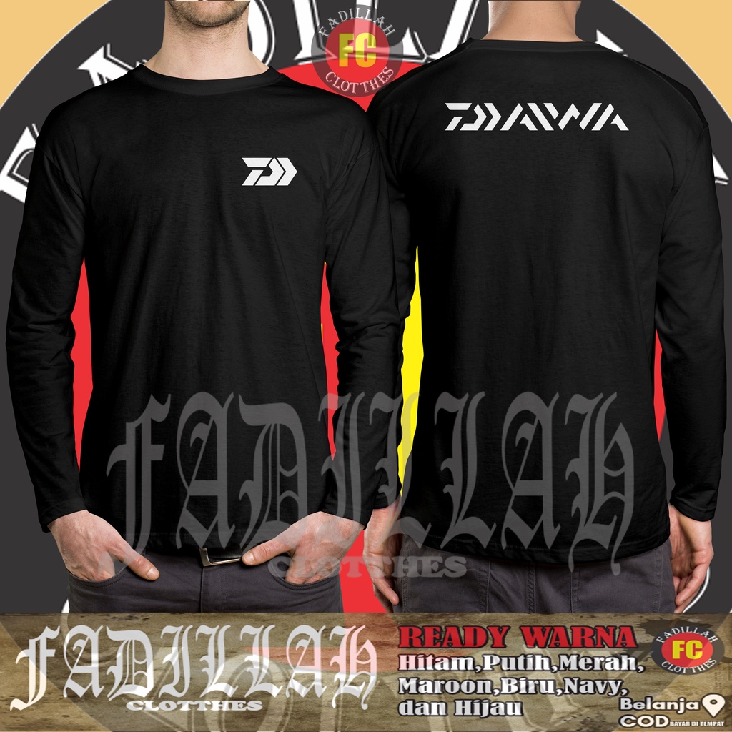 Kaos Baju Mancing Daiwa Logo 2 Lengan Panjang Kaos Sport