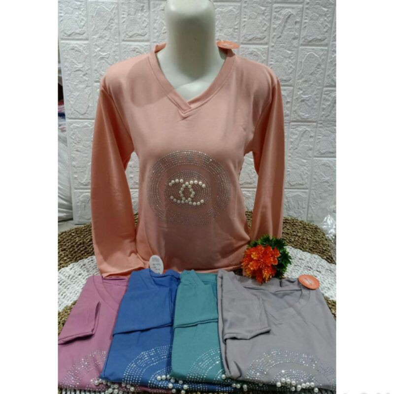 (COD) KAOS IMPORT LENGAN PANJANG MOTIF CHANEL