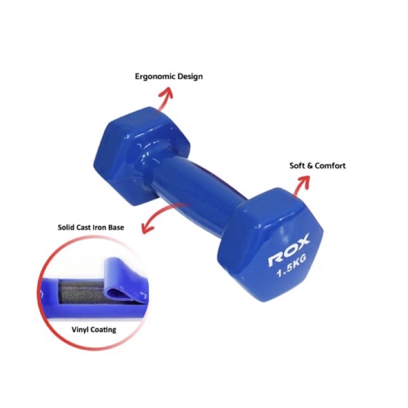 Barbel Dumbell Tangan Vinyl Neoprene 1.5kg