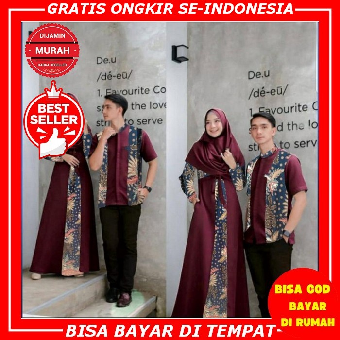 Set Baju Couple Pria Wanita Gamis Kemeja Koko Suami Istri Pasangan Muslim Modis Terbaru 2022 Cp Irwa