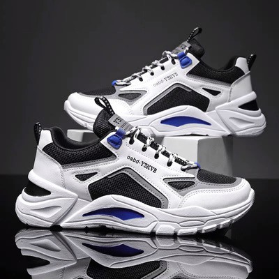 Sepatu Pria Sneakers Sepatu Olahraga Cowok Bertali Import Stylist Nyaman Dipakai Bagus Keren Modis-HITAM