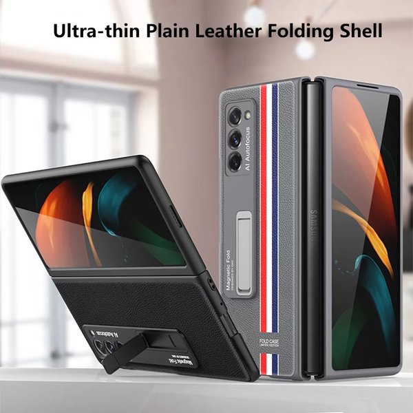 Original Hardcase Leather Magnetic Stand Full Protection Cover Casing Samsung Galaxy Fold 2 Fold2 2020 Hard Case Premium Slim Hp