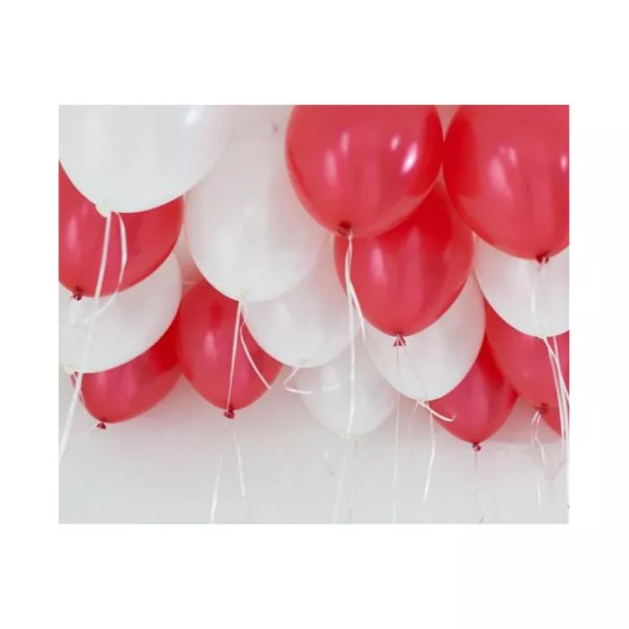 PartyMaster Balon Latex Metalik Mix 30 pcs (putih, merah)