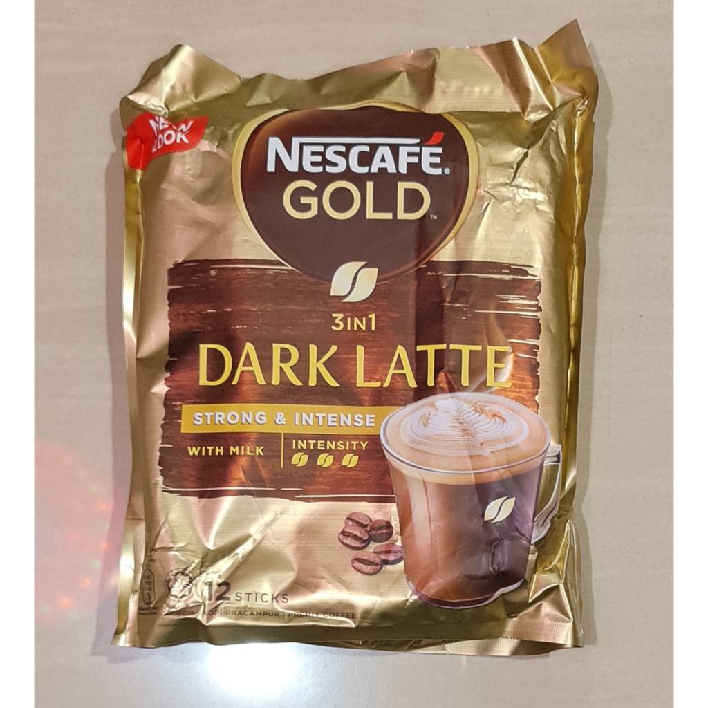 Nescafe Gold Dark Latte Strong &amp; Intense With Milk 12 x 34 Gram