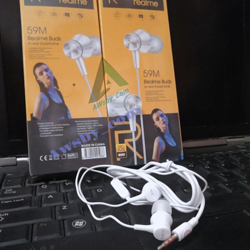 Earphone Realme Buds Extra Bass In Ear With Microfon Jack 3.5mm Realme 2 Pro 3 pro 5 pro C2 C3 5i C11 C12 C15 C17 (59M)