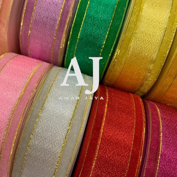 

10.10 SALE Pita Organdi List Emas Motif Fancy 1 Inch / Pita Kado Lebaran Idul Fitri 2,5 cm (1783) 20