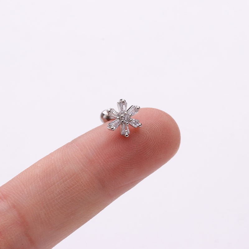 1 Pcs Cross Flower Star Moon Shaped Korean Style Silver Gold Earring Gift for Women