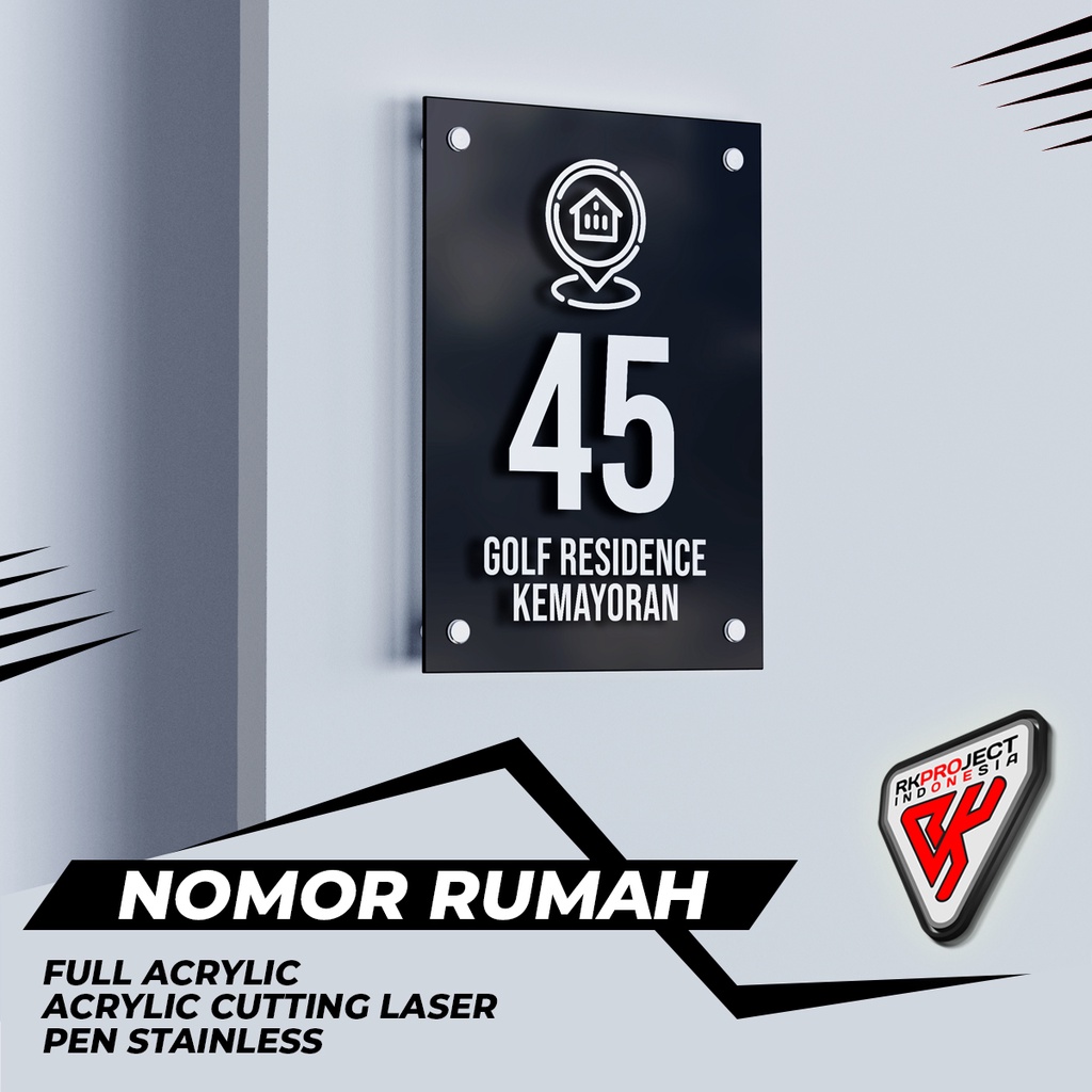 NOMOR RUMAH ALAMAT RUMAH AKRILIK ACRYLIC CUSTOM TIMBUL