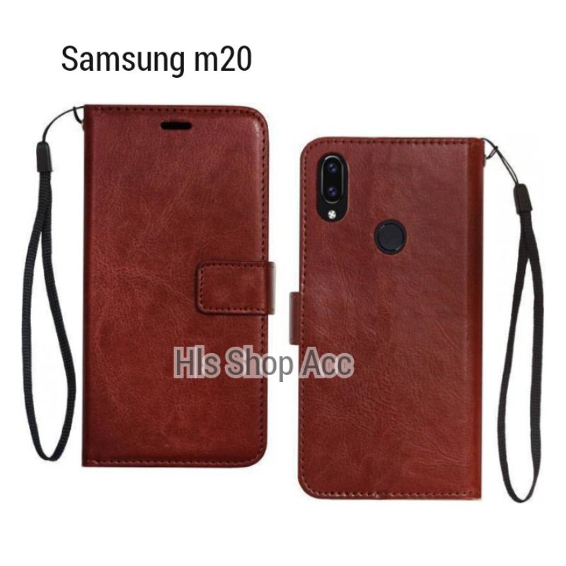FLIP CASE DOMPET KULIT POLOS SAMSUNG M20
