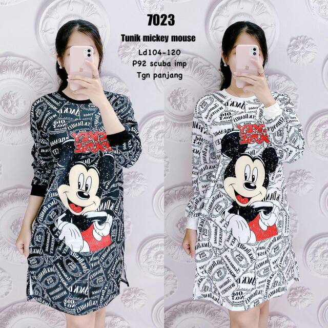 TUNIK WANITA IMPORT PREMIUM MICKEY SCUBA LV LOUIS VUITTON 7023