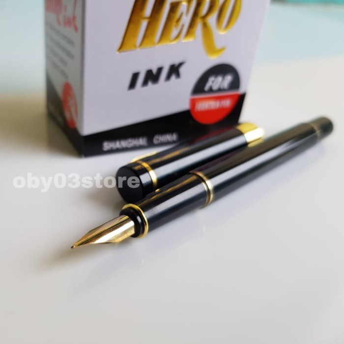 

Paket Klik..Fountain Pen 021 BLACK Dan Tinta Hero Ink 50ML Pena Pulpen promo