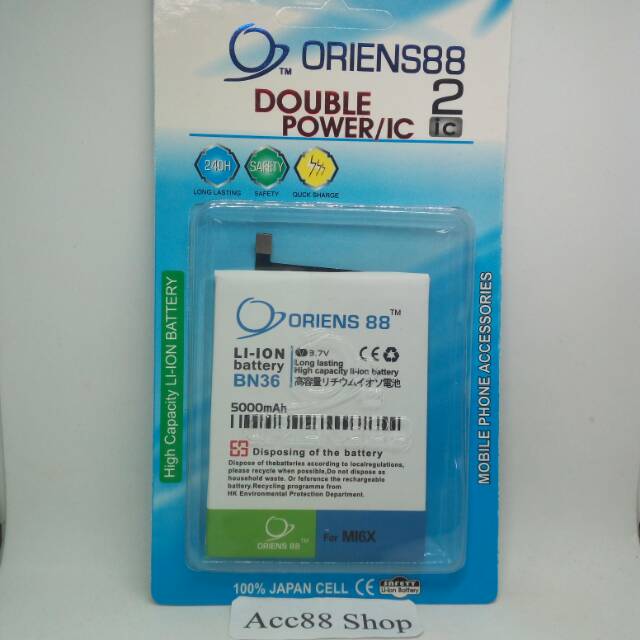 Baterai Batre Battery Double Power Xiaomi Redmi Mi 6X Mi A2 BN36 OR88/ Oriens88