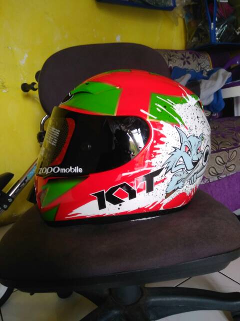 HELM KYT c4 tech red flat visor | HELM BALAP BAHAN FIBER COMPOSITE | THM