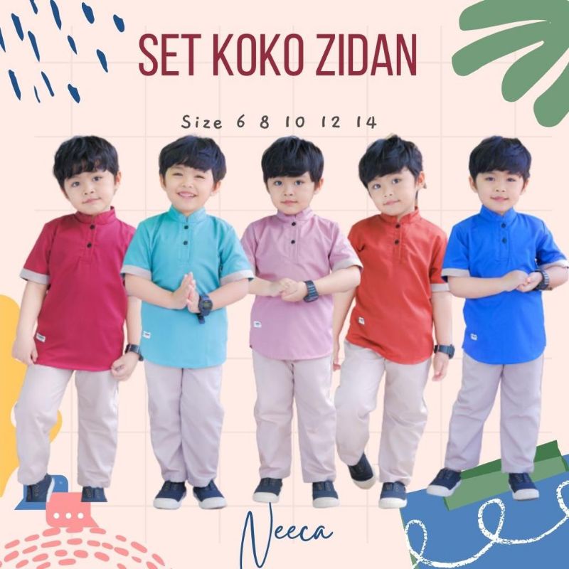 Set Koko Zidan Setelan Koko Anak Neeca Kiddos Size 6,8,10,12,14 Y