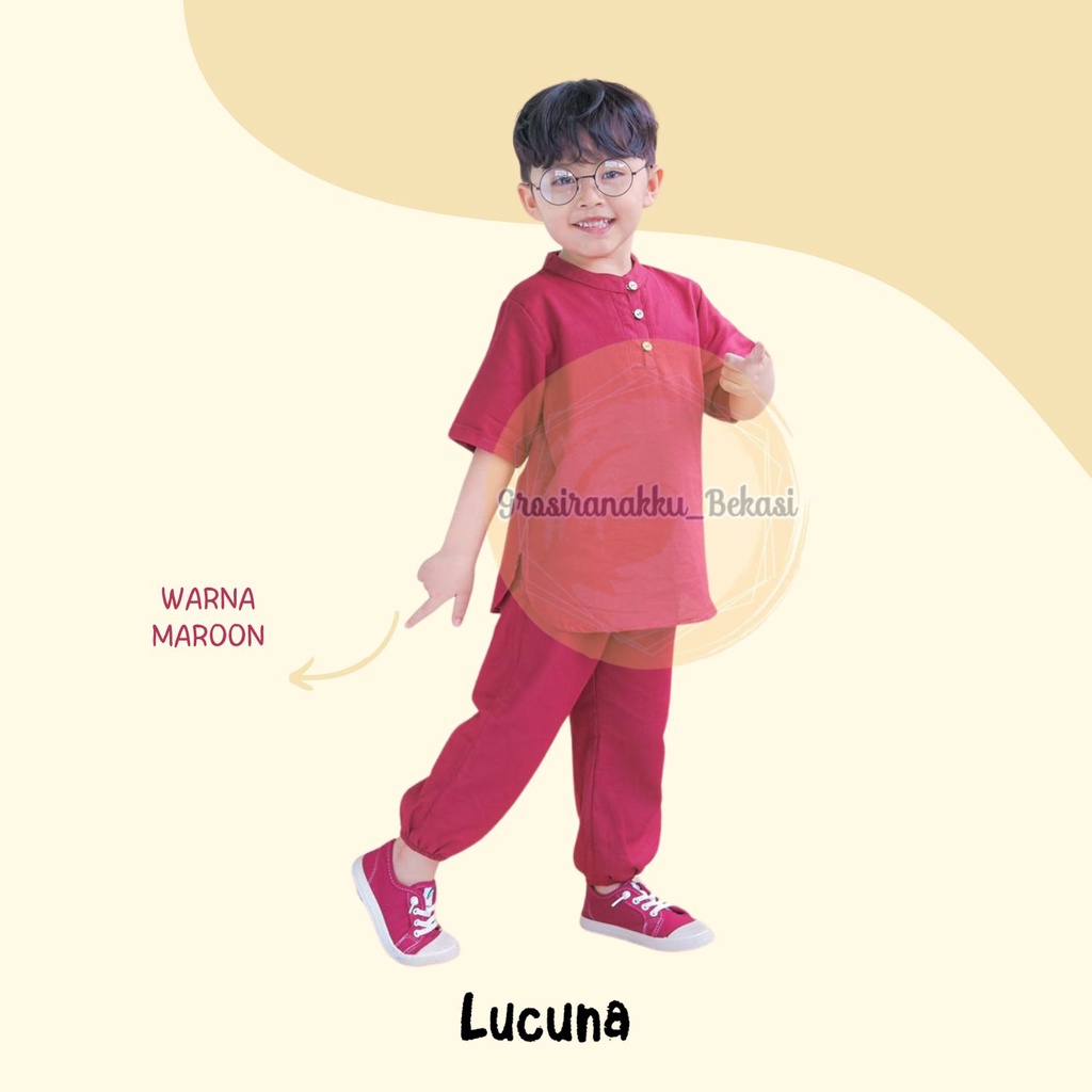 Setelan Anak Koko Adam Lucuna Linen Mix Warna 1-5thn