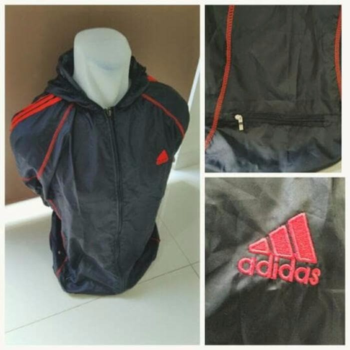 Jaket Parasut Running Adidas Black Windproof R67