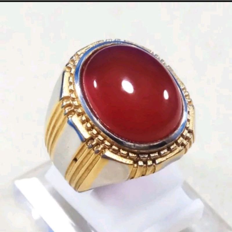 BISA COD CINCIN TITANIUM COMBINASI BATU AKIK RED BARON PACITAN GIWANG KRISTAL TOP QUALITY