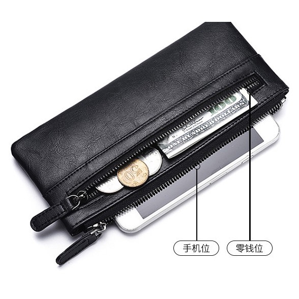 DEABOLAR Dompet Pria Bahan Kulit - Black