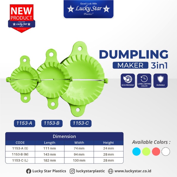 Cetakan Pastel 3 in 1 Warna Alat Pembuat Pangsit Maker Dumpling Pempek Pistel / Lucky Star