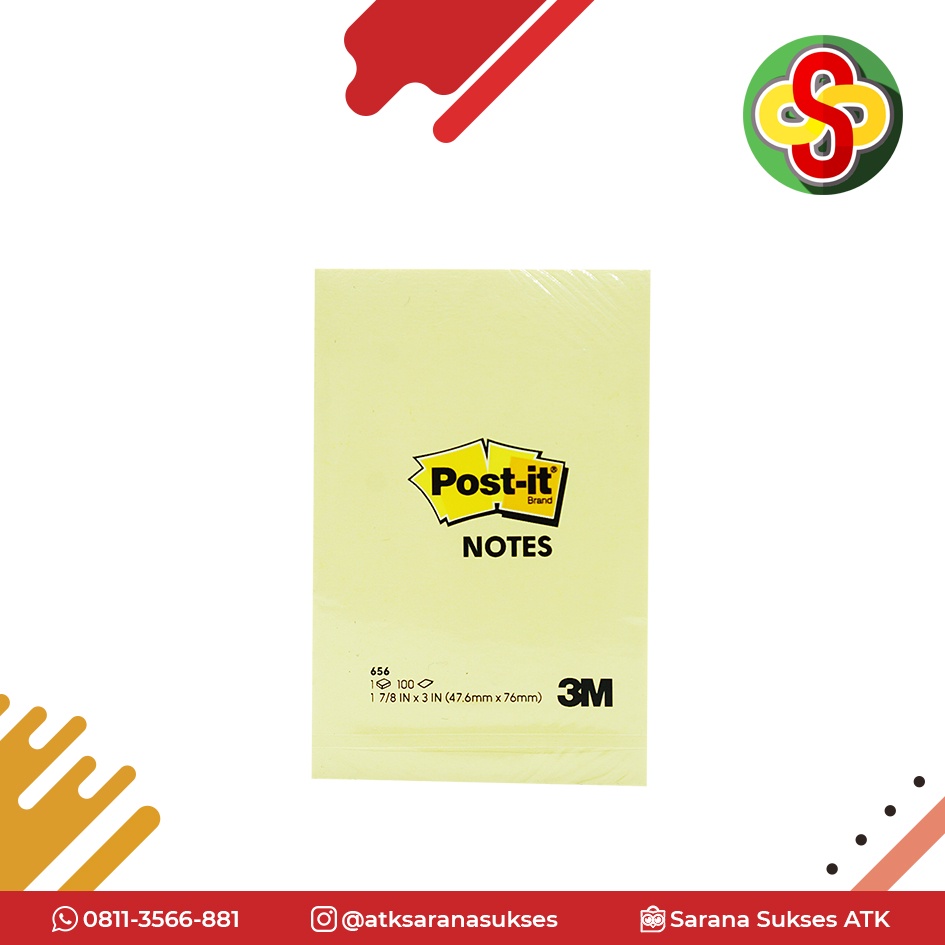 Sticky Notes / Kertas Memo Post-it 3M 656 (47.6 x 76 mm)