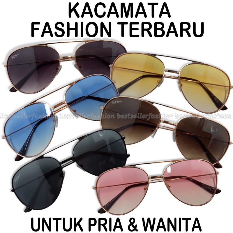 COD kacamata hitam fashion pria wanita model kacamata aviator lensa hitam anti uv sunglasses glass