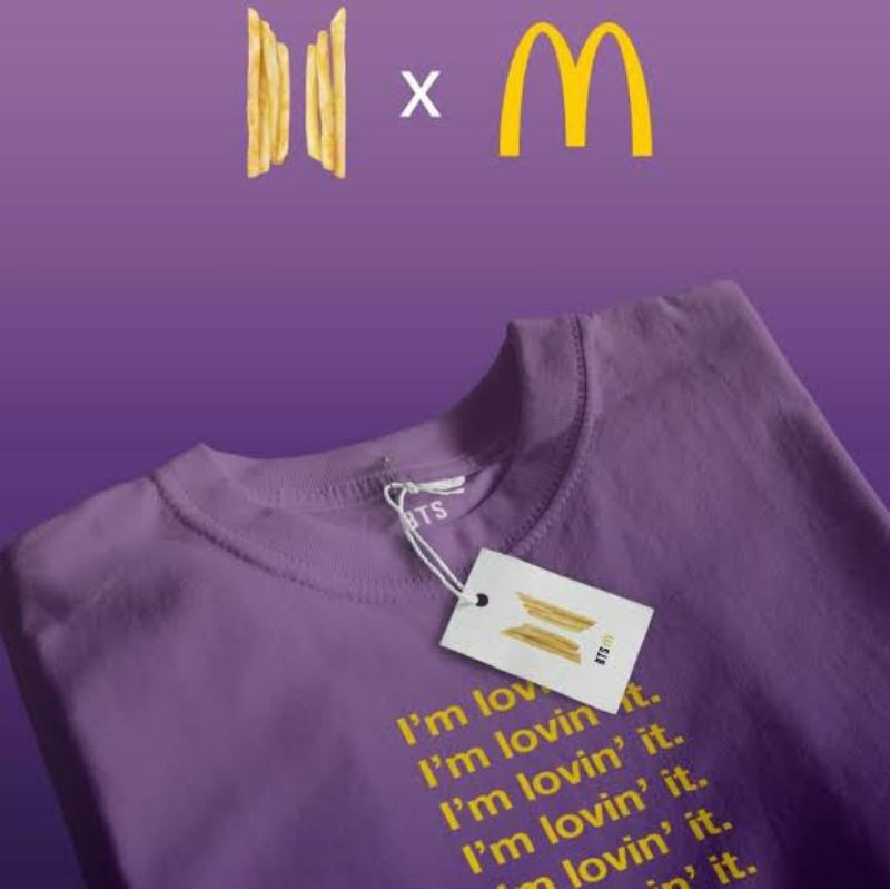 Baju T shirt BTS x Mcd I m Lovin It sablon kuning