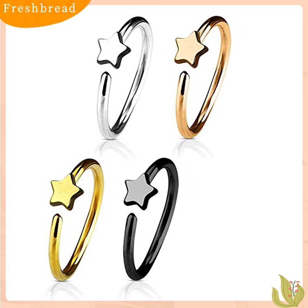 ?Fresh?? Anting Hoop Jepit Hidung Motif Bintang Model Klip On untuk Wanita/Pria