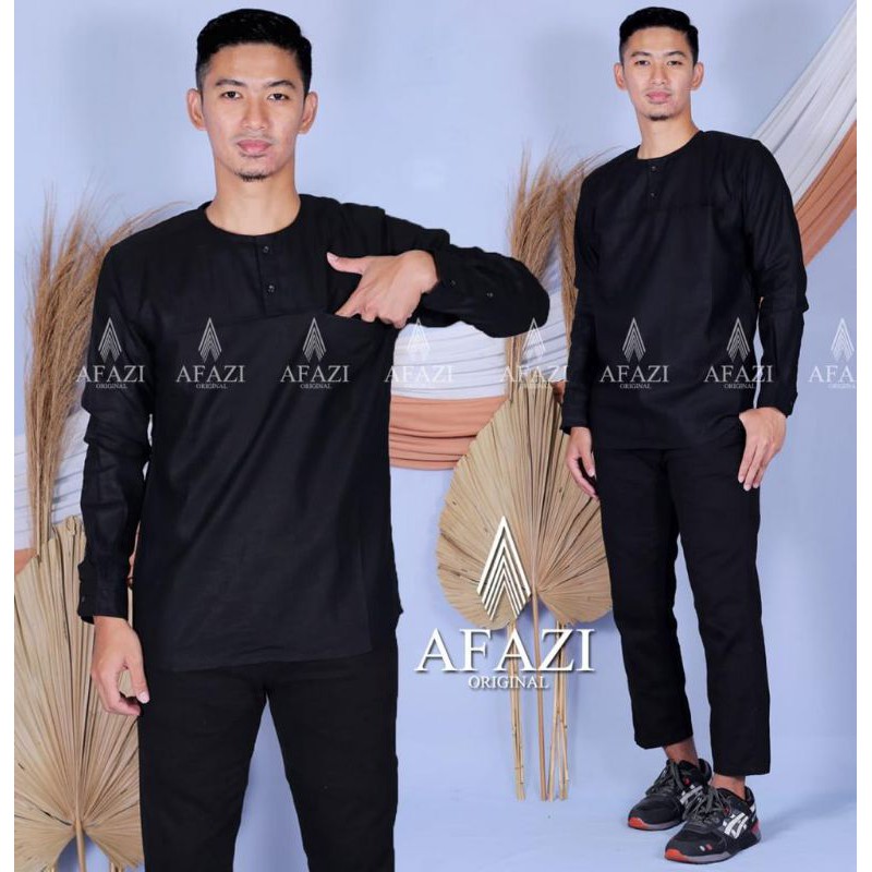 KOKO  LENGAN PANJANG AFAZI LINEN KANCING DADA KEMKO PREMIUM ORIGINAL FASHION PRIA