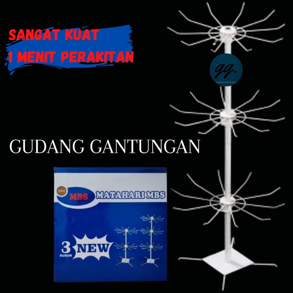 Rak Display Putar Matahari 3 Susun MBS | gantungan aksesoris display rak perhiasan / rak masker