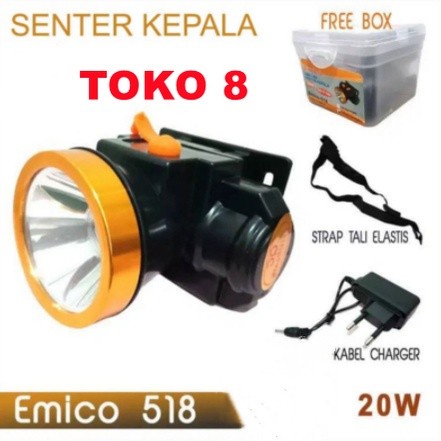 LAMPU SENTER KEPALA LED EMICO 25W 35W SNI ORIGINAL SNI PROMO SUPER TERANG FREE ADAPTOR CHARGER BOX TALI DARURAT EMERGENCY CAMPING PENERANGAN OUTDOOR 25 35 WATT PORTABLE HIKING