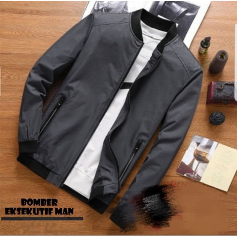 BOMBER MAN JACKET || BOMBER EKSEKUTIF MAN || JAKET BOMBER-men Abu tua