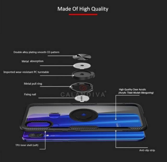 Case Redmi 7 - Fuze Carbon Stand Holder Ring Casing Xiaomi Redmi 7 SC