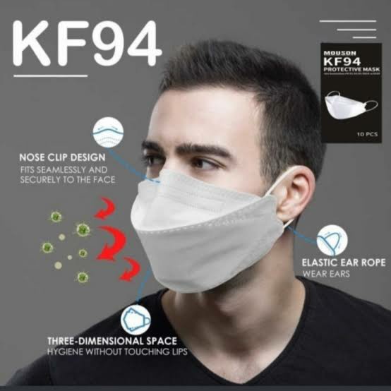 Masker KF94 Mouson 4 ply Black White Grey Masker warna Laki laki Pria