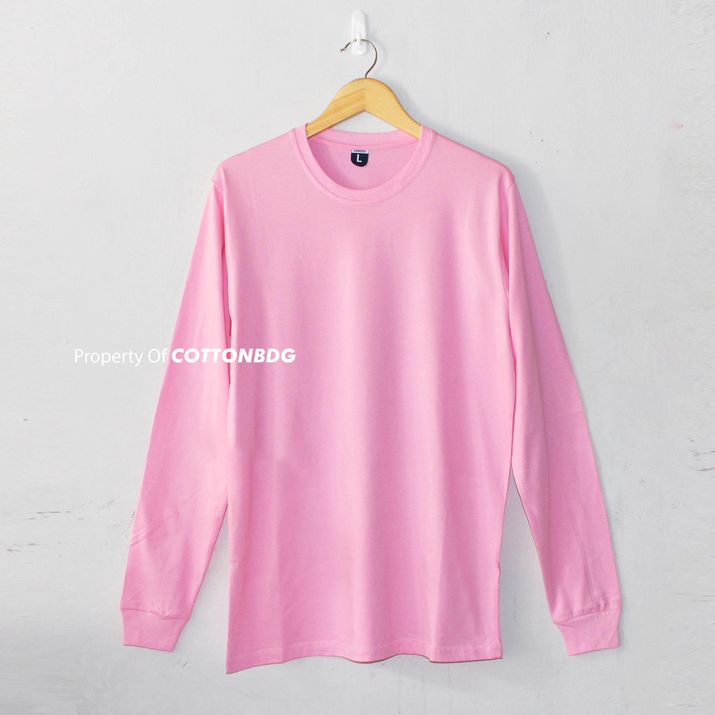 KAOS POLOS PINK BABY WANITA LENGAN PANJANG UKURAN S-XL BAHAN COTTON COMBED 30S ORGINAL