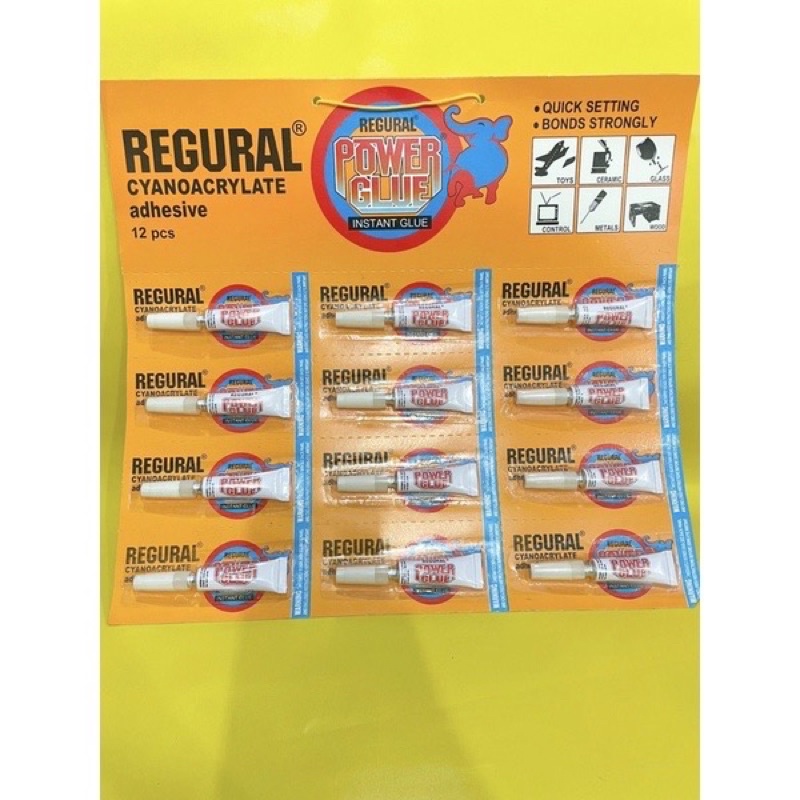 1 Lusin / 12 Pcs 1 Renceng lem besi regural / power glue instant glue / lem metal / lem kaca / lem kayu