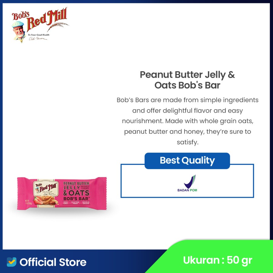 

Bob's Red Mill Peanut Butter Jelly & Oats Bob's Bar 50 gr