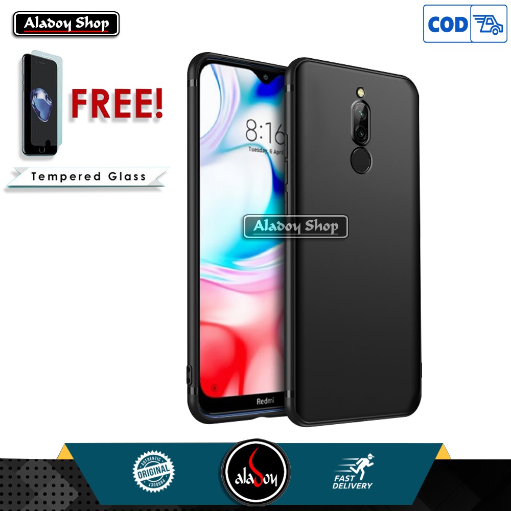 Case Xiaomi Redmi 8 Ultra Slim Premium Softcase Free Antigores Tempered Glass Pelindung Layar