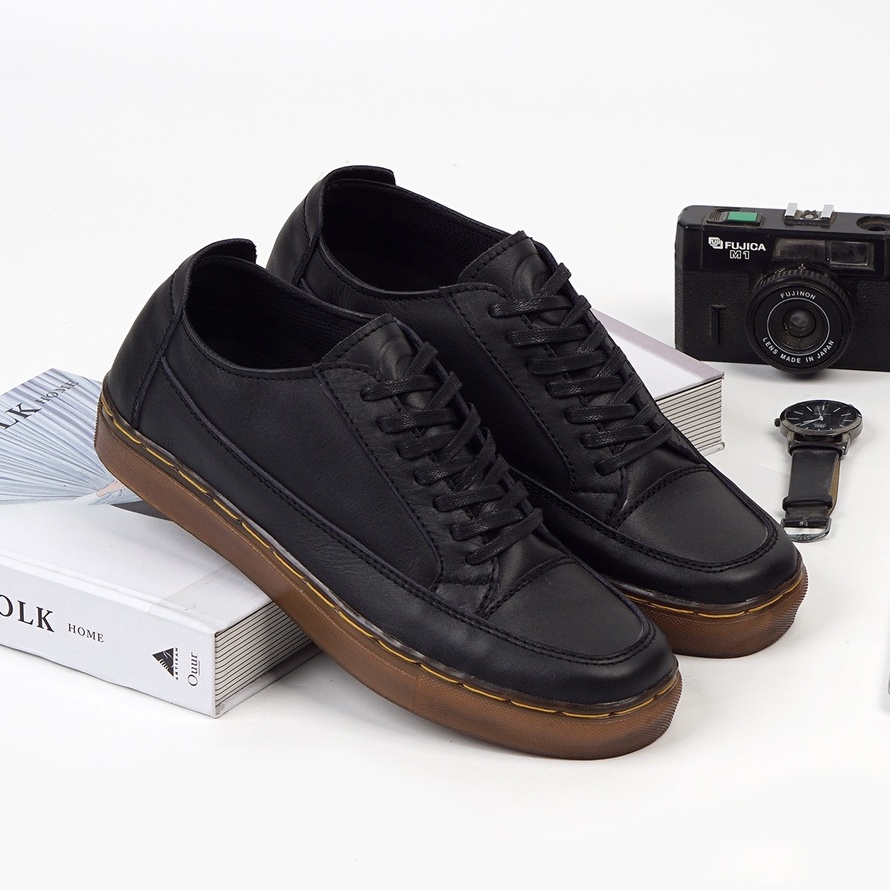 OLAF BLACK GUM (KULIT ASLI) |ManNeedMe x Greata| Sepatu Sneakers Pria Casual Shoes ORIGINAL