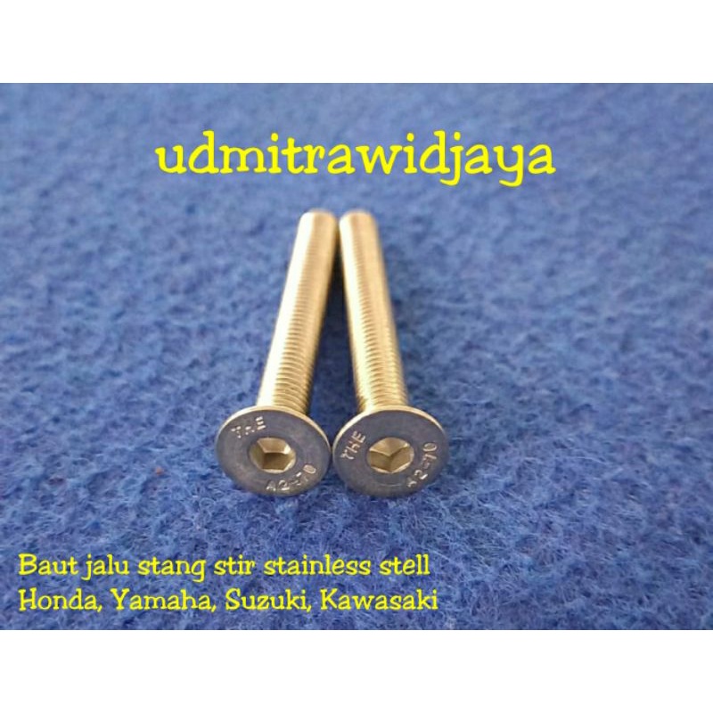 Baut Jalu Stainless stell anti karat untuk Jalu Stang Pcx Weight Handle Kanan Kiri baut variasi jalu stir SS the A2-70 baut jalu tirus flat socket L ss