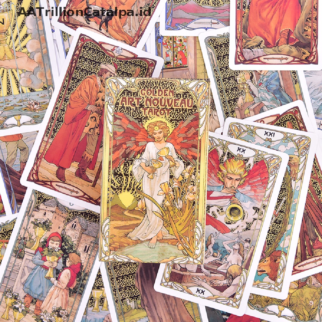 78 Kartu Tarot Nouveau Golden Art Nouveau Gaya Klasik Untuk Pemula