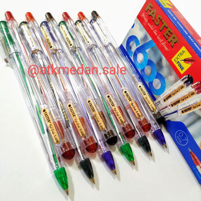 

Pulpen Merek Faster C600 Pen Faster Ballpoint 0,7mm Extra Fine Kualitas Bagus