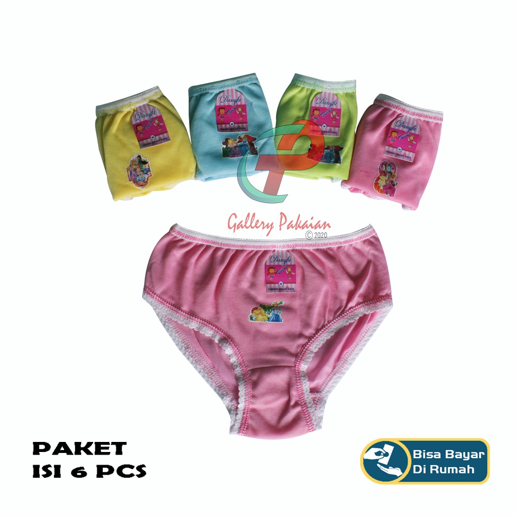 CELANA DALAM ANAK PEREMPUAN/CEWE MURAH CD DANYFA PAKET ISI 6 PCS SIZE S/M/L TERMURAH