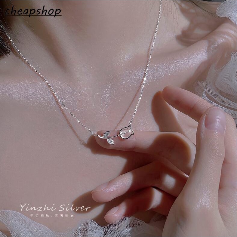 IFYOU Kalung Choker Bentuk Tulip Warna Silver / Gold Gaya Vintage Untuk Wanita