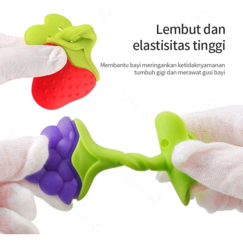 MAINAN GIGITAN BAYI BENTUK BUAH SILIKON TEETHER LATIH GUSI DAN GENGGAM