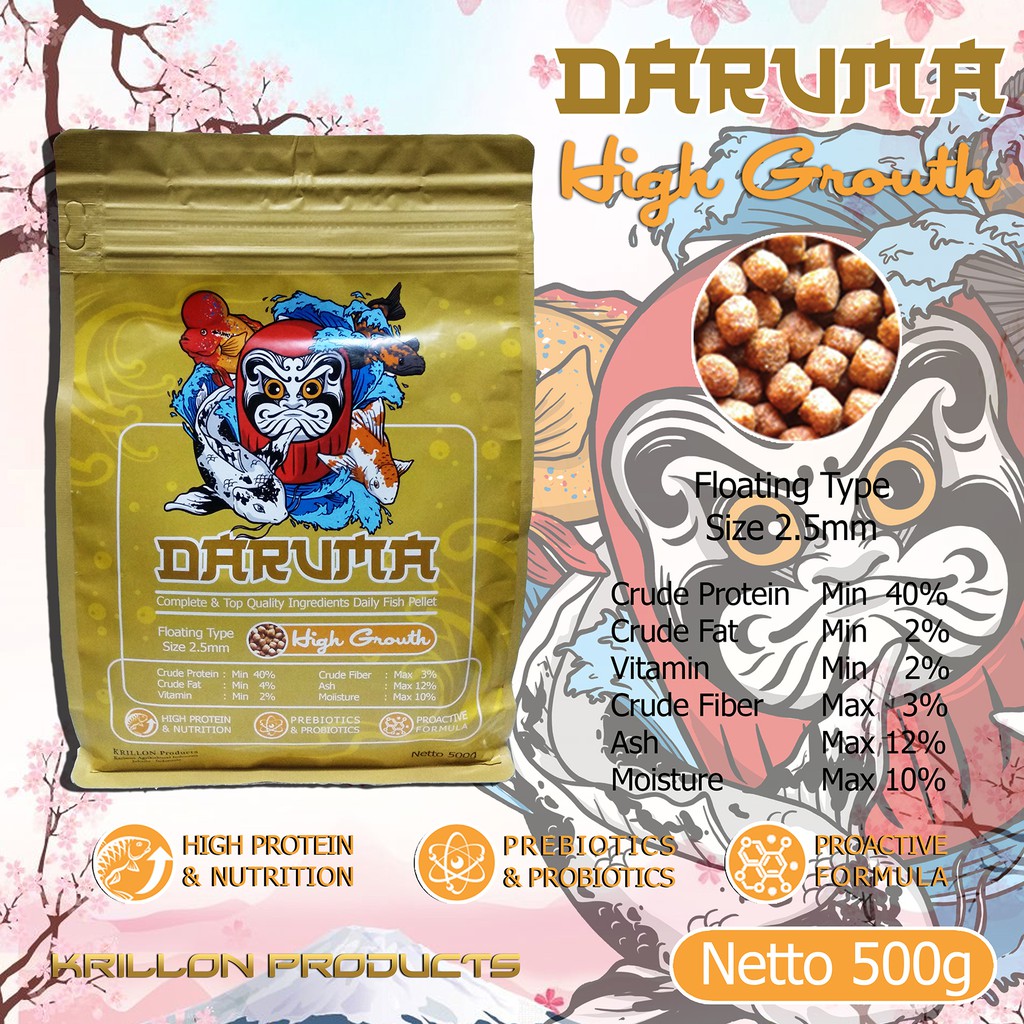 Daruma High Growth - Pakan / Pelet Ikan Hias Air Tawar - Koi - Maskoi - Louhan - Channa - Predator