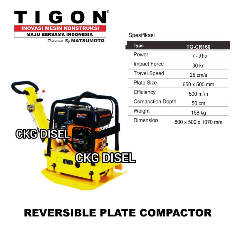 Stemper Kodok Engine Diesel / Plate Compactor TG-CR160