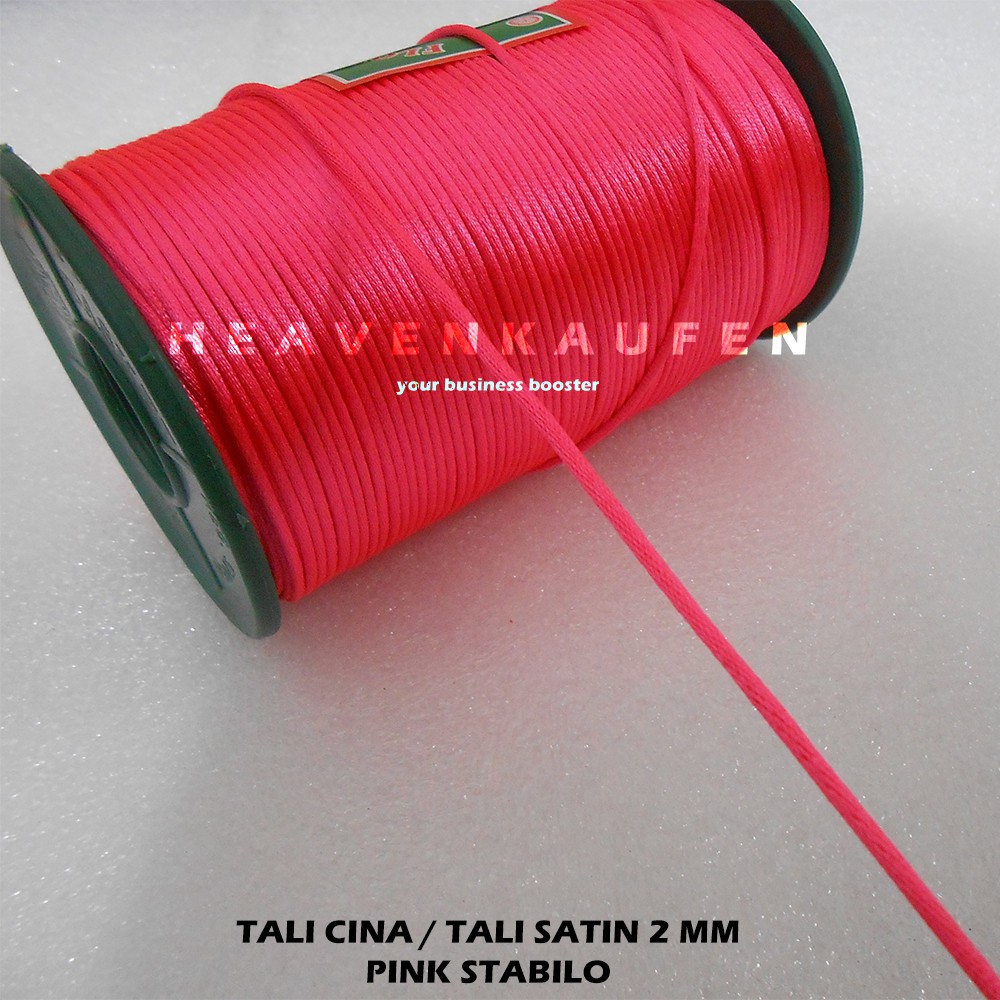 Tali Cina / Tali Satin Cina Warna Pink Stabilo Diameter 2 mm Murah Per Meter