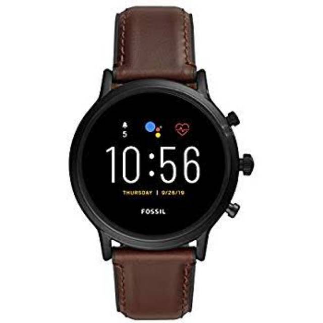 Fossil Gen 5 The Carlyle HR FTW4026 Smartwatch Men Digital Dial Dark Brown Leather Strap